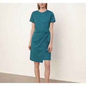 Vince Blue Tie Waist Cotton T-Shirt Dress (M)